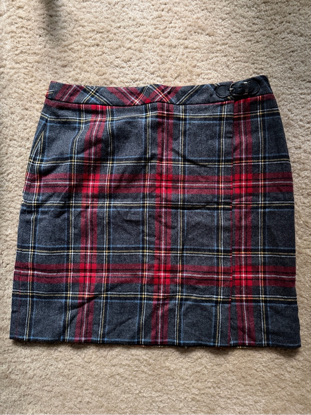 Pendleton Grey and Red Plaid Wool Mini Skirt size 14